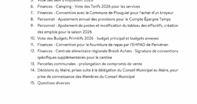 Prochain Conseil Municipal : 09/02/2026