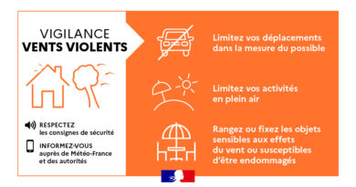 🟨 Vigilance météo orange : vents violents, vagues submersion